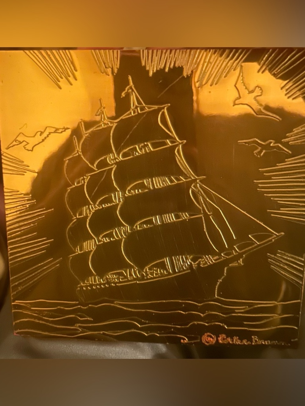 Vintage Nautical ship relief art by author and artist Esther Brann!